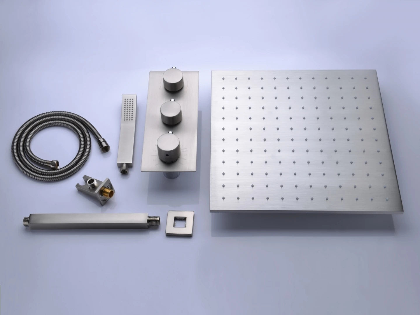 Thermostatische inbouw regendoucheset - Hake Geborsteld RVS
