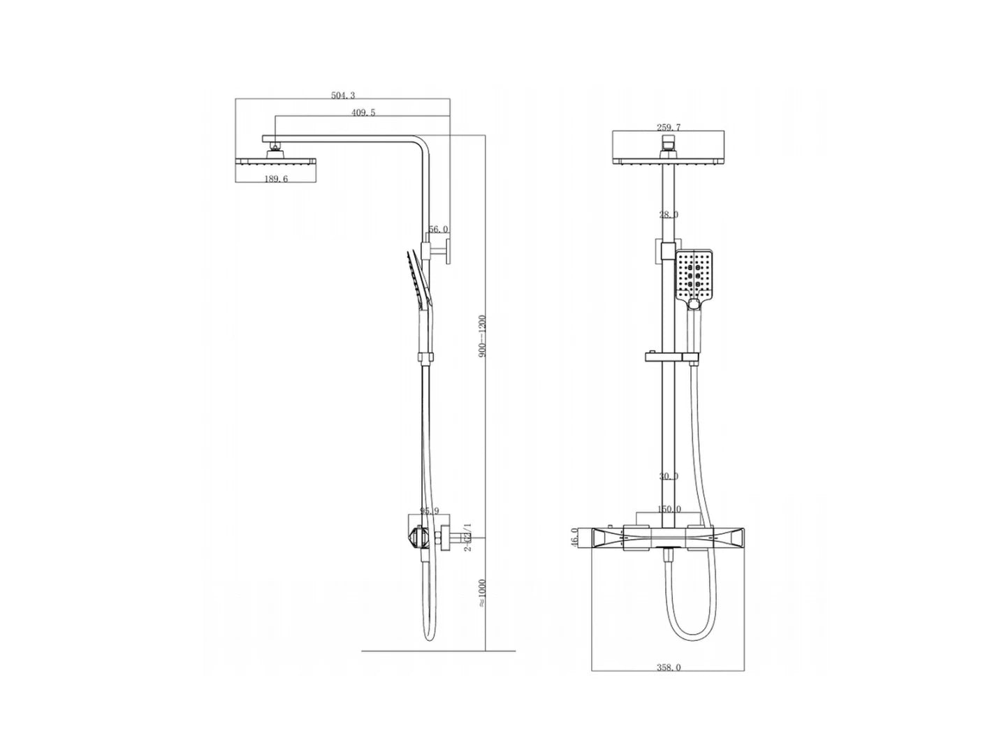 Opbouw regendoucheset - Rega Mat zwart € 359,95