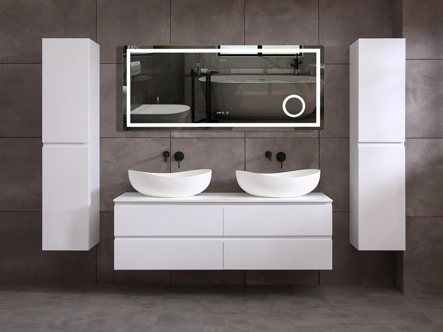 Badmeubel onderkast - Brandon Mat wit - 49x159x50cm