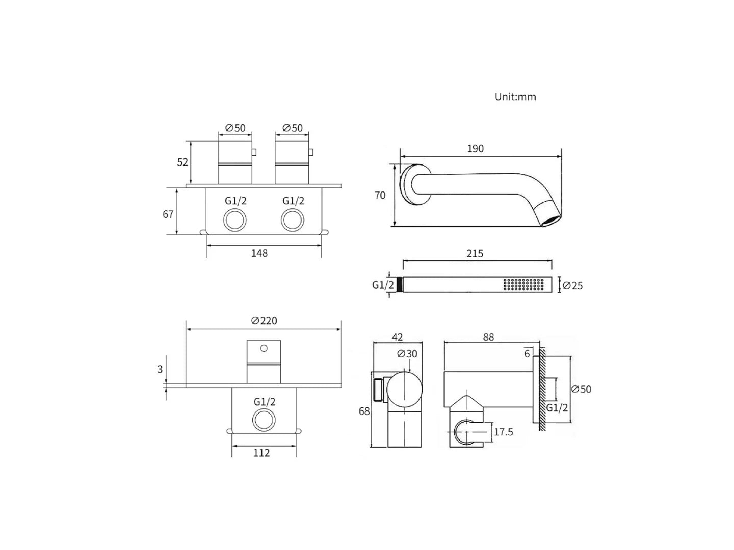 Thermostatische inbouw badkraan - Kecer Chroom - 20cm