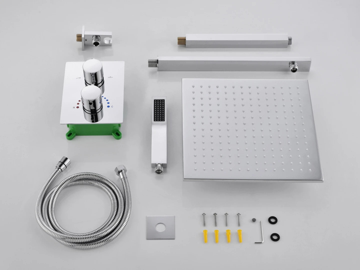 Thermostatische inbouw regendoucheset - Pointer Chroom