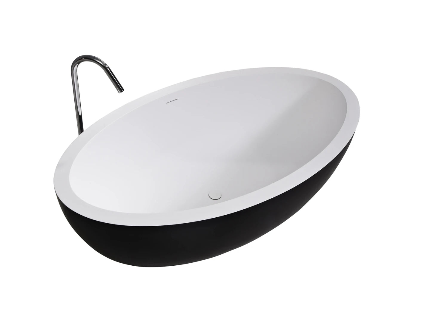 Vrijstaand bad - Solid surface - Simon Mat wit, Mat zwart - 180x100x58cm