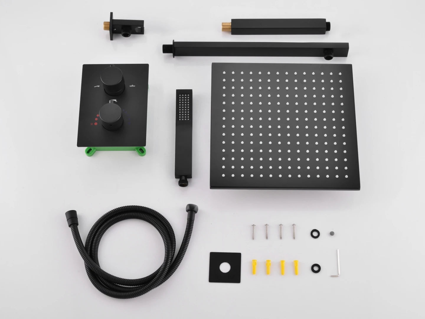 Thermostatische inbouw regendoucheset - Pointer Mat zwart