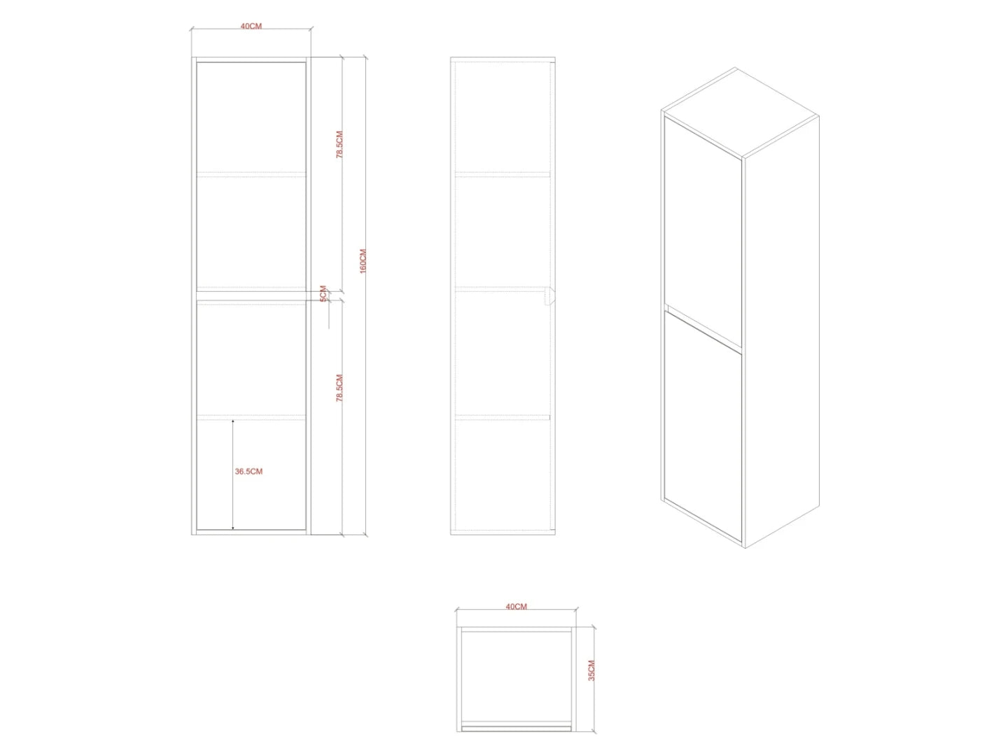 Badkamermeubelset (100cm) - 2 Hangkasten - Greg Mat zwart - 100cm
