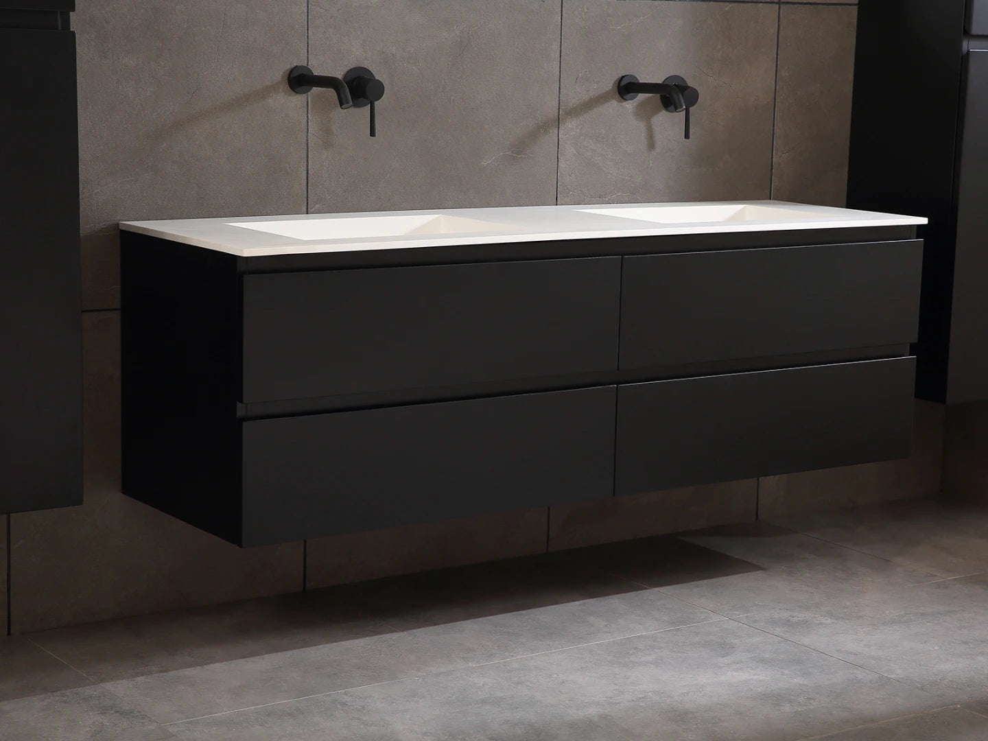 Badmeubel onderkast - Brandon Mat zwart - 49x159x50cm