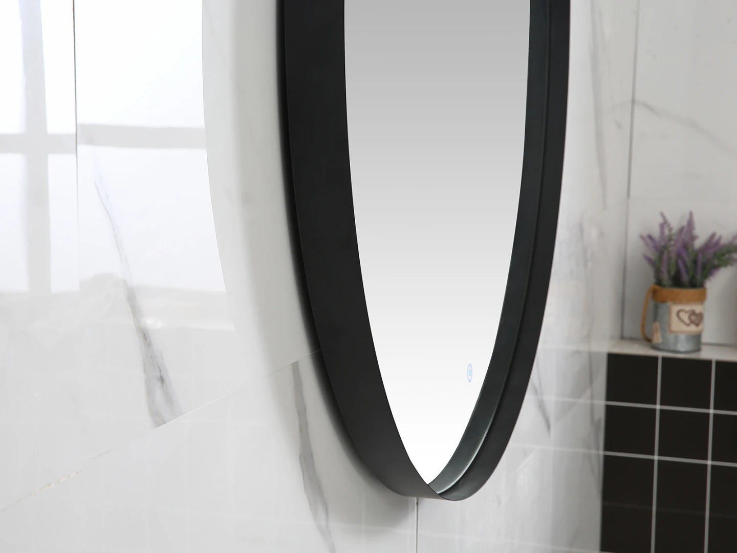Badkamerspiegel met zwarte rand - Betty Mat zwart - 60x60cm