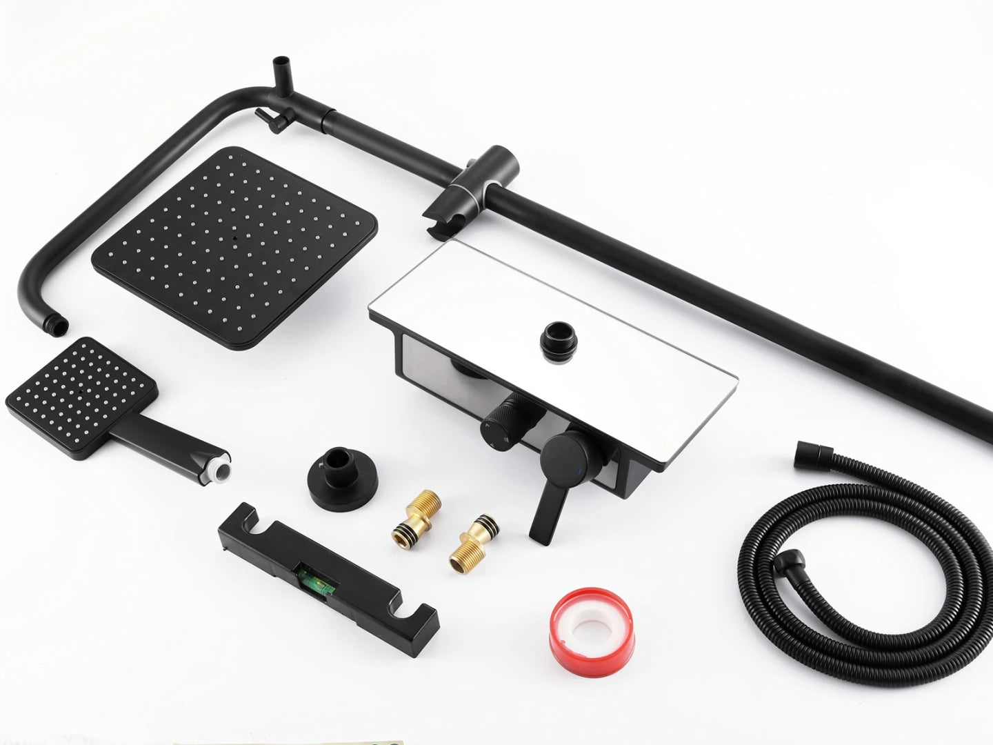 Opbouw regendoucheset - Digitaal display - Lari Mat zwart