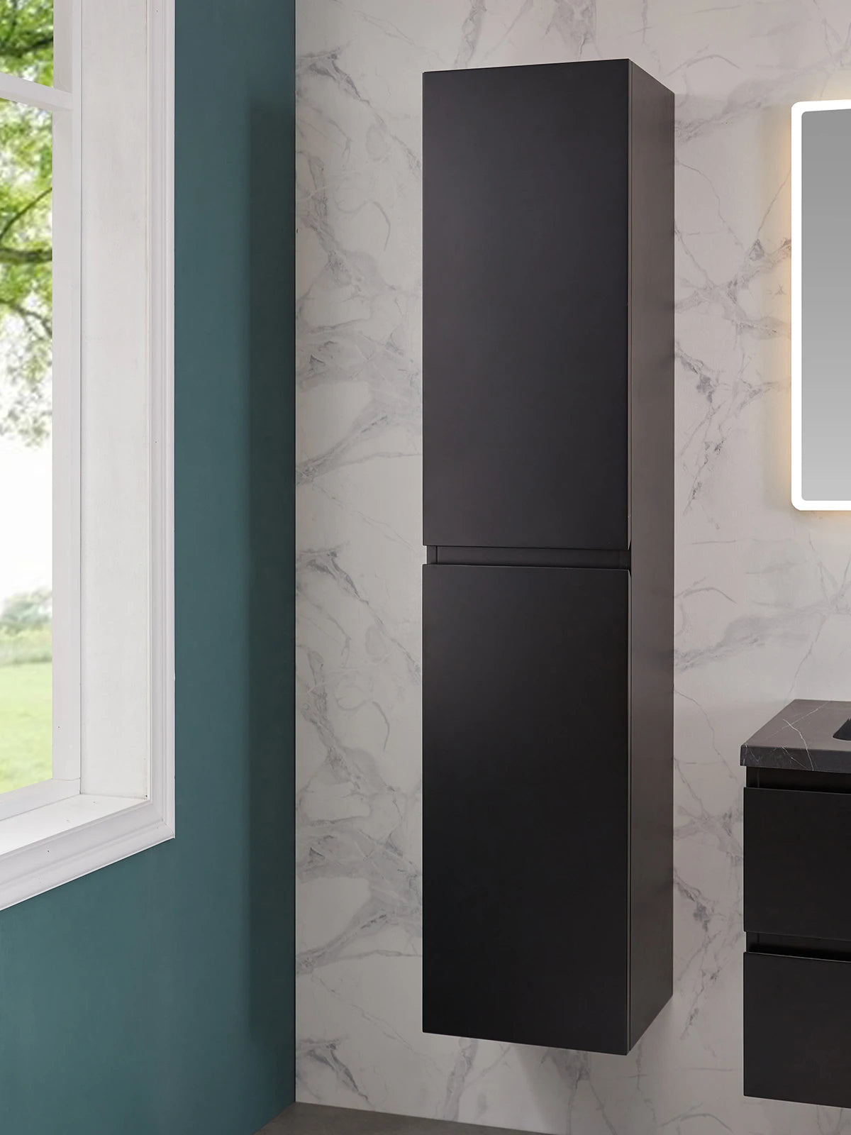 Badmeubel hangkast - Dave Mat zwart - 35x35x160cm