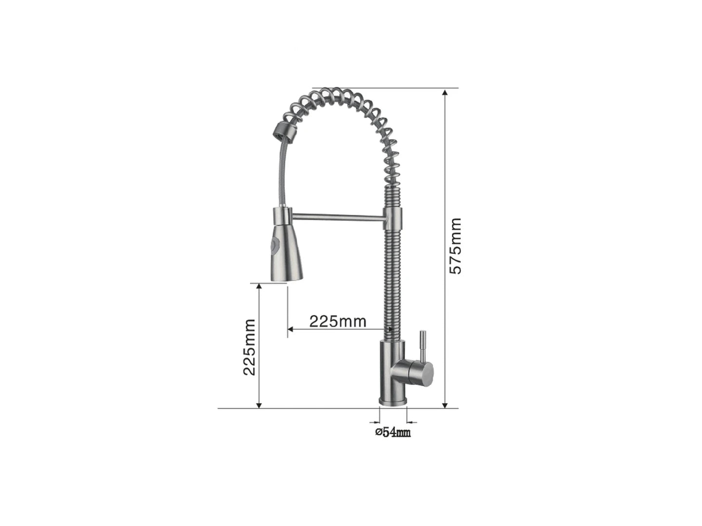 Keukenkraan - Uitneembare uitloop - Alba Geborsteld RVS - 57cm