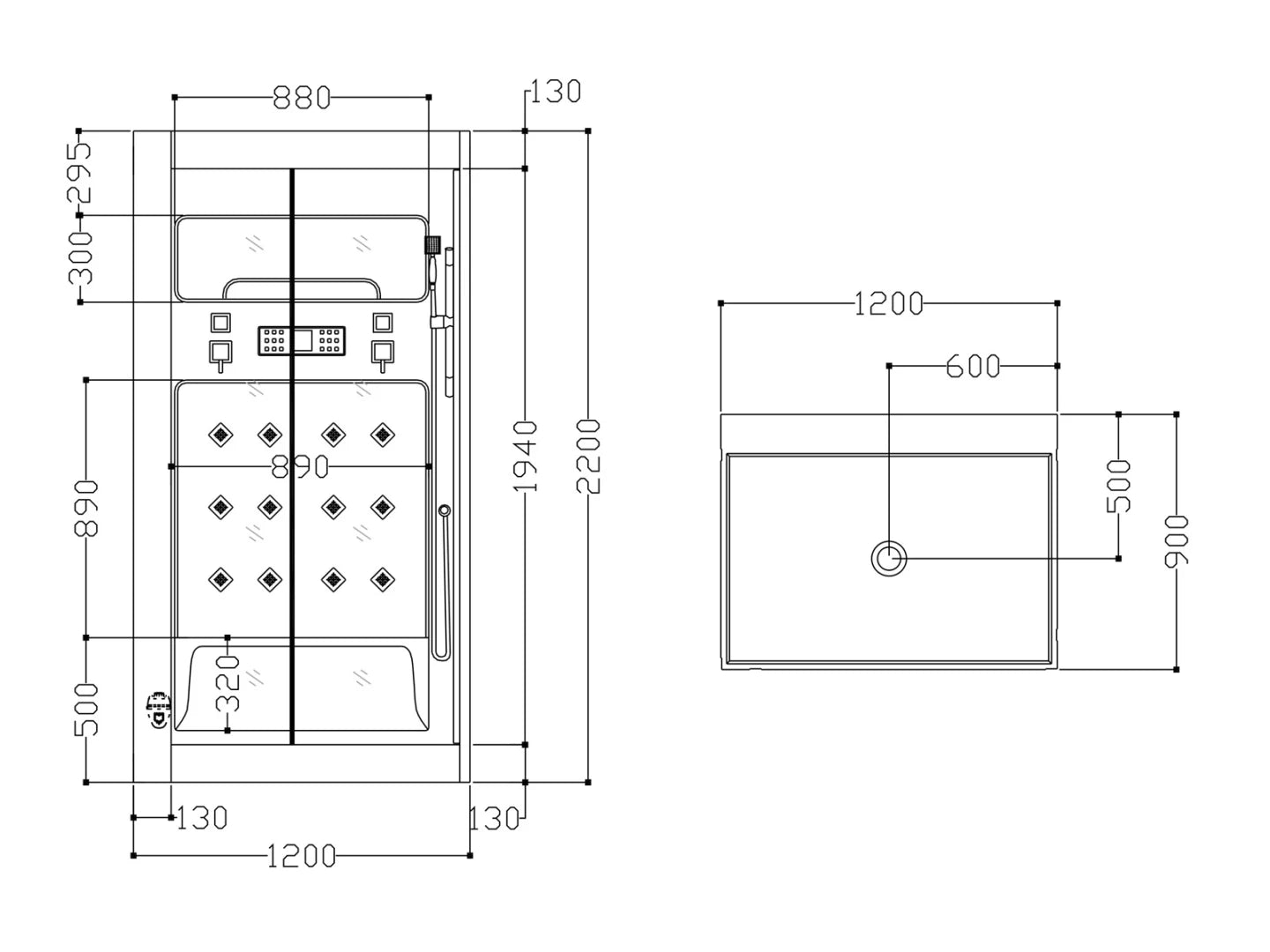2 persoons stoomcabine - Devi Glans wit - 90x120x220cm