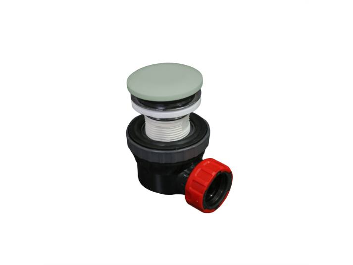 MONDIAZ Ruimtebesparende Click Sifon - 6.7cm Hoog - Solid Surface Rond in Greey (Mintgroen)