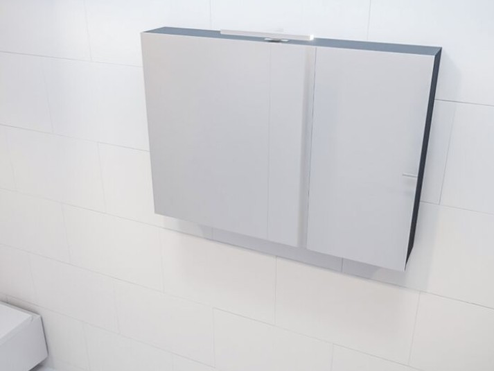 MONDIAZ CUBB Spiegelkast 100x70x16cm - Dark Grey - Dubbele Deur