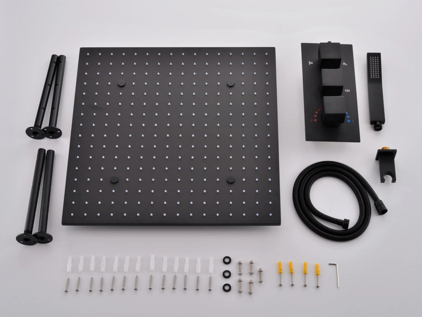 Thermostatische inbouw regendoucheset - Vanga Mat zwart