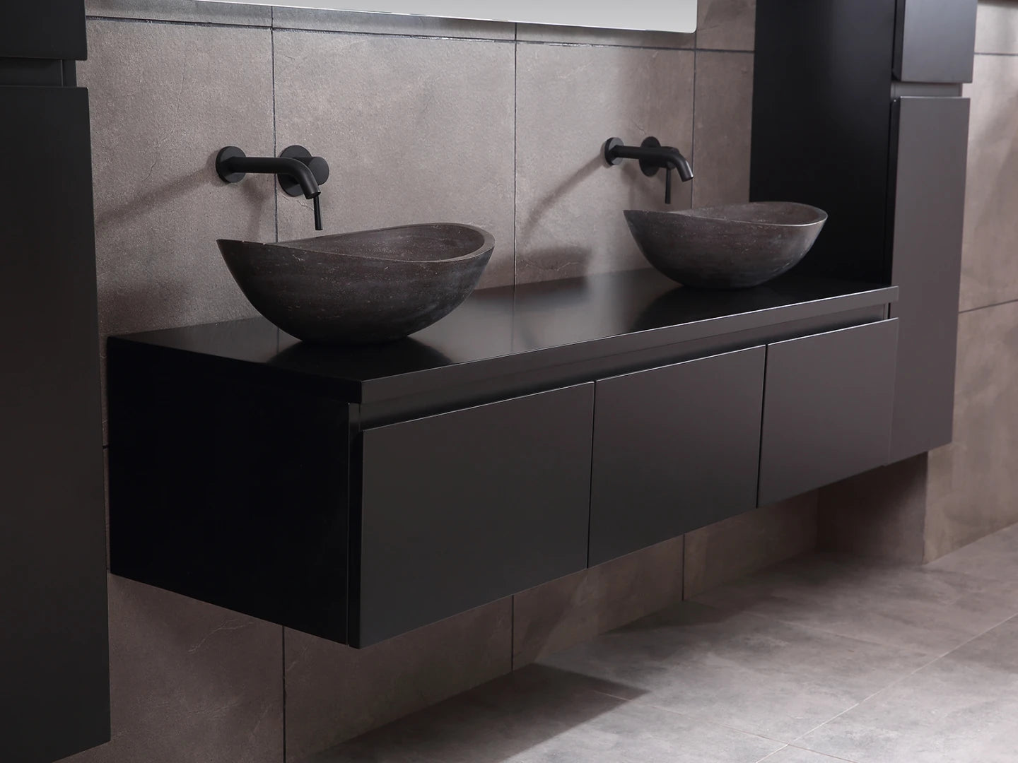 Badmeubel onderkast - Jeremy Mat zwart - 50x150x35cm