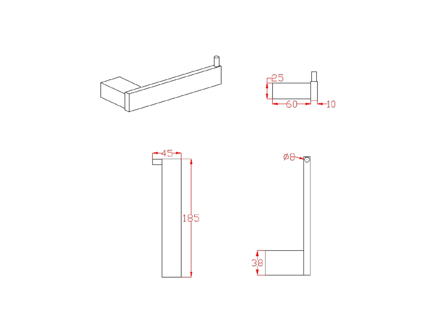 Toiletrolhouder Mat zwart