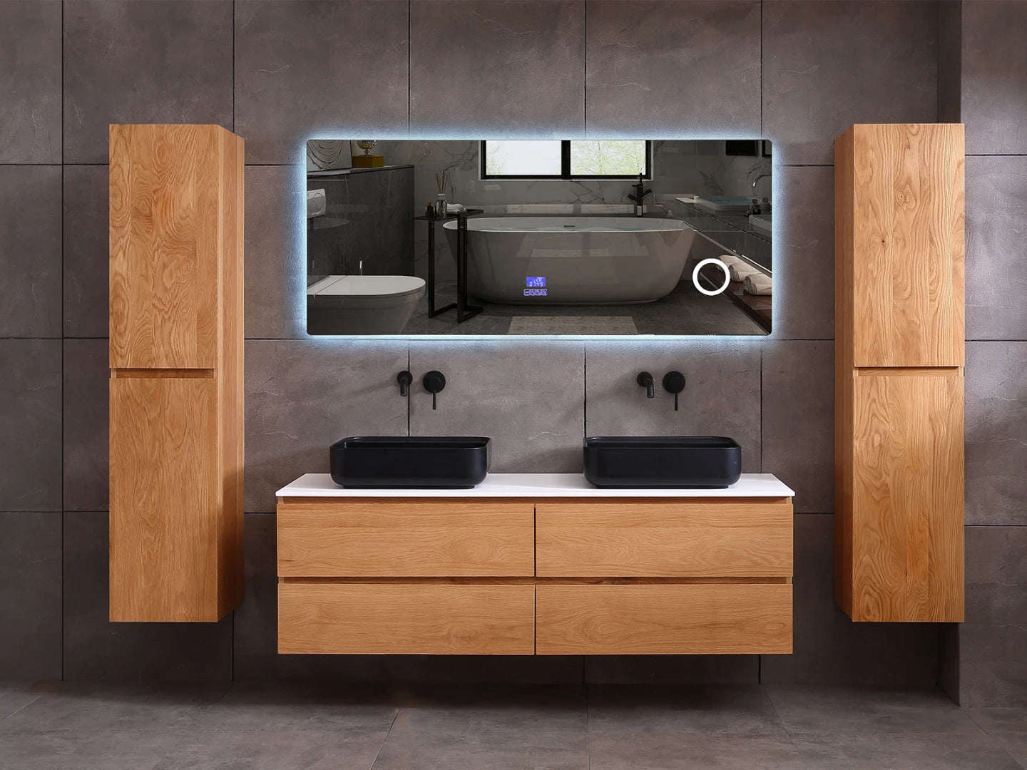 Badmeubel hangkast - Dave Eiken natural - 35x35x160cm