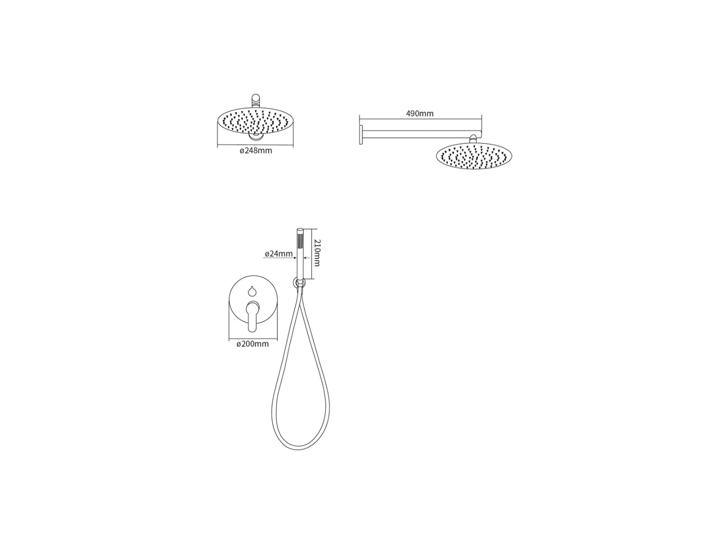 Inbouw regendoucheset - Maca Geborsteld goud