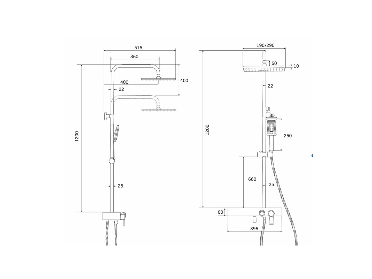 Opbouw regendoucheset - Digitaal display - Mantua Chroom wit