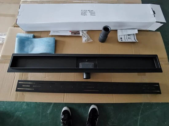 Douchedrain - Durham Mat zwart - 90x7x7cm