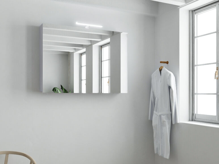 MONDIAZ CUBB Spiegelkast 100x70x16cm - Cale (Grijs) - Dubbele Deur