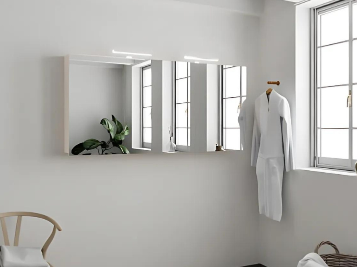 MONDIAZ CUBB Spiegelkast 150x70x16cm - Beige - Drie Deuren