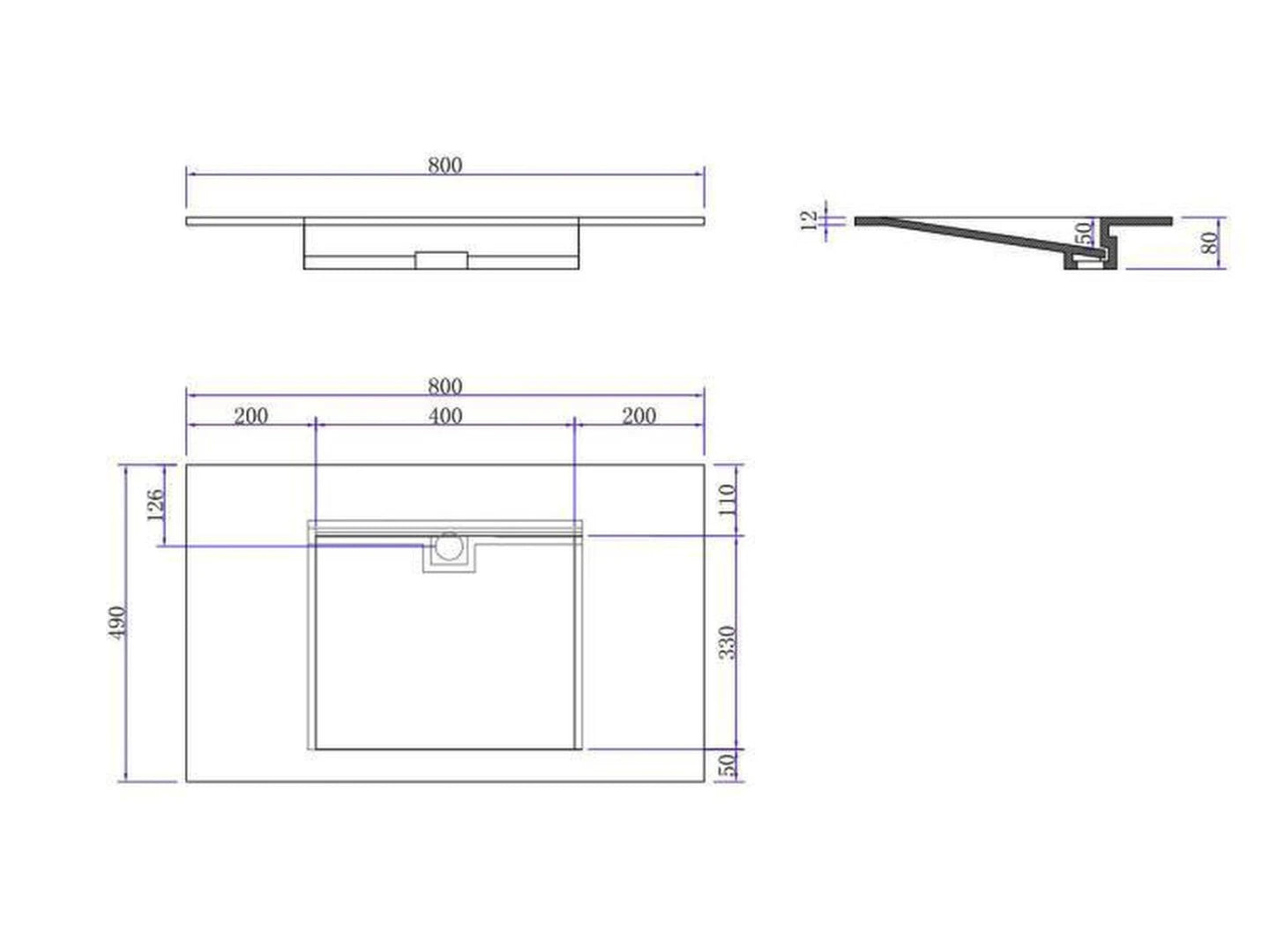 Inbouw wastafel - Solid surface - Sheila Mat wit - 49x80x8cm