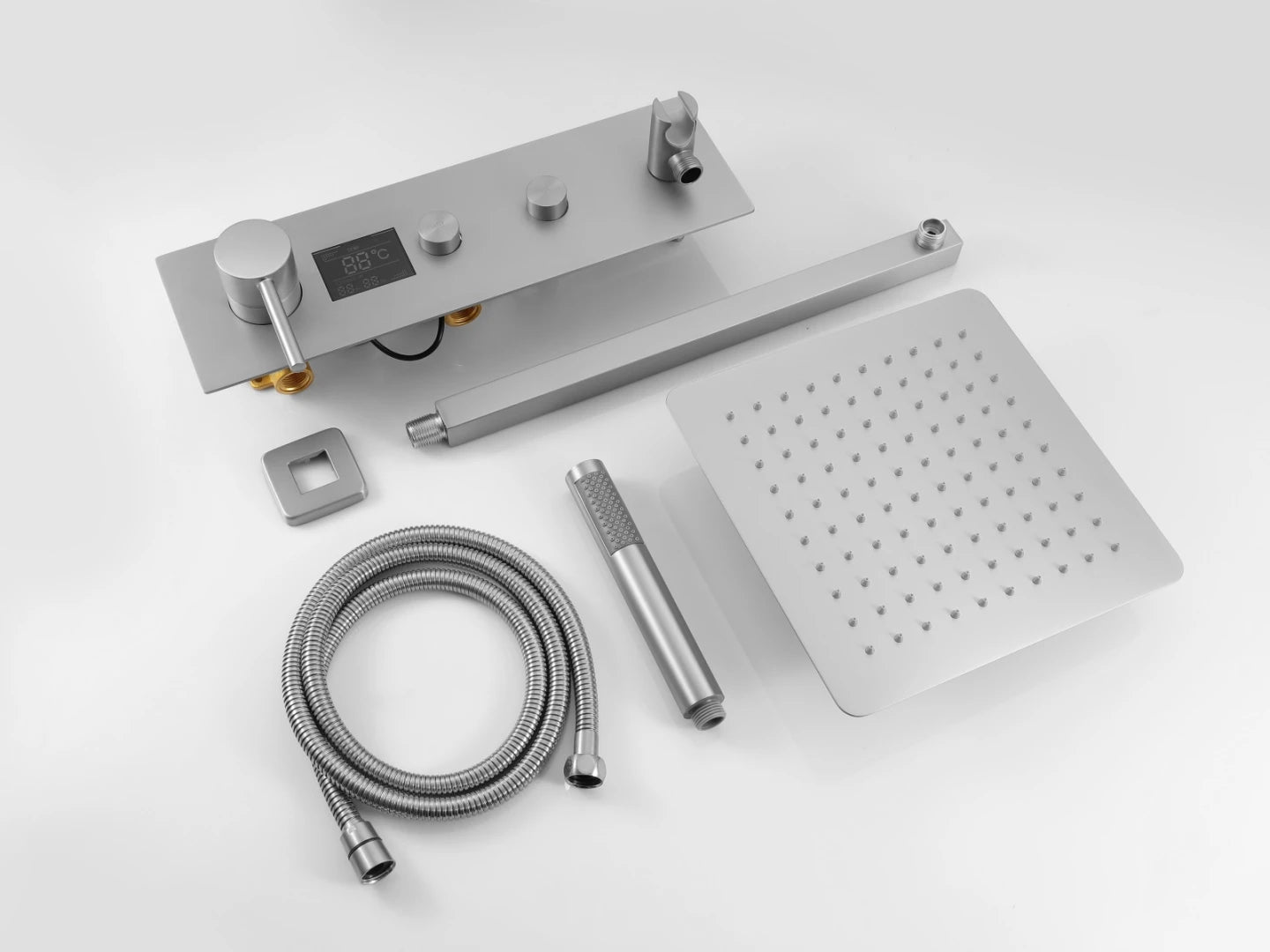 Inbouw regendoucheset - Digitaal display - Dunlin Geborsteld RVS