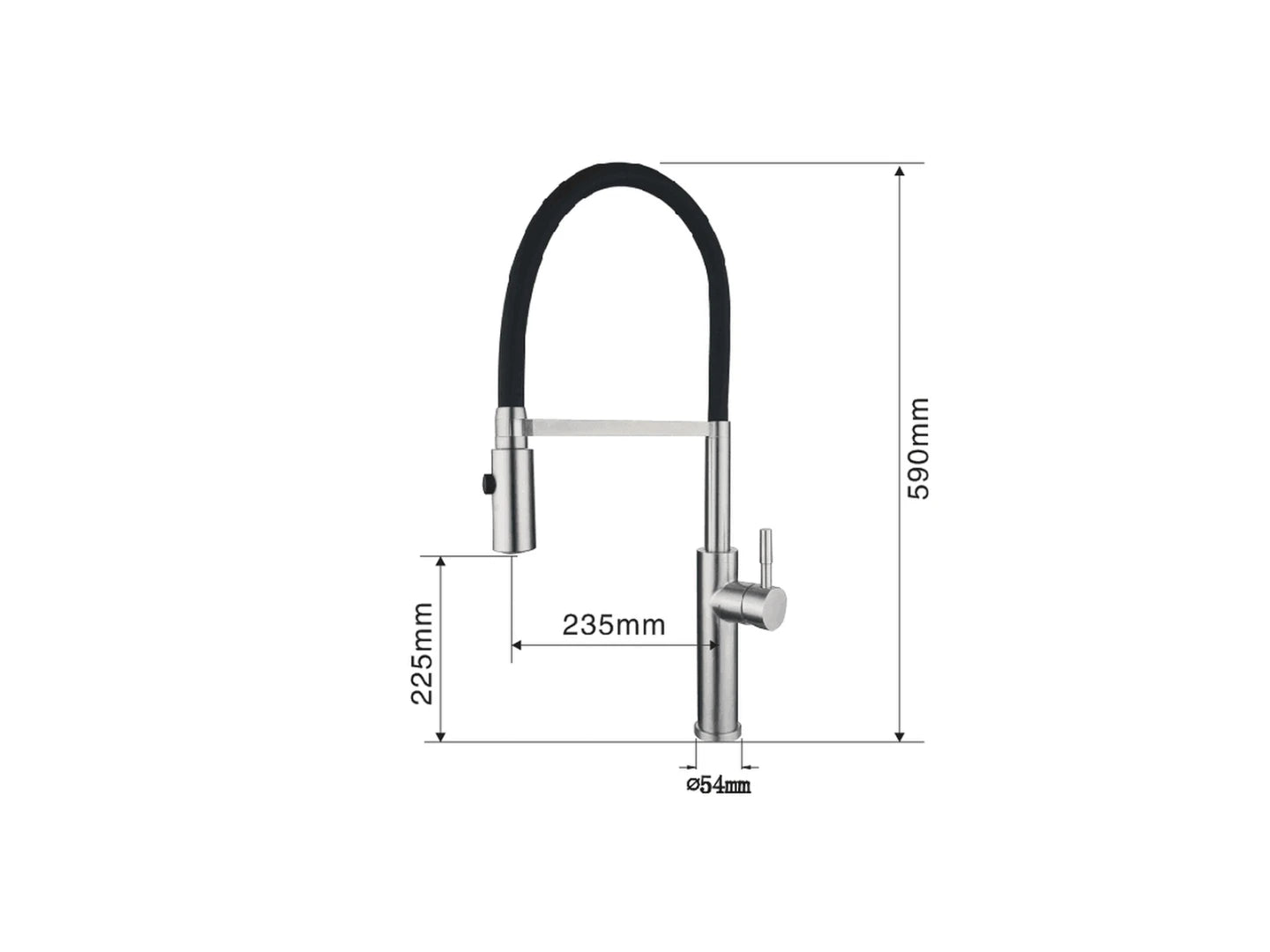Keukenkraan - Uitneembare uitloop - Stipa Mat zwart - 59cm