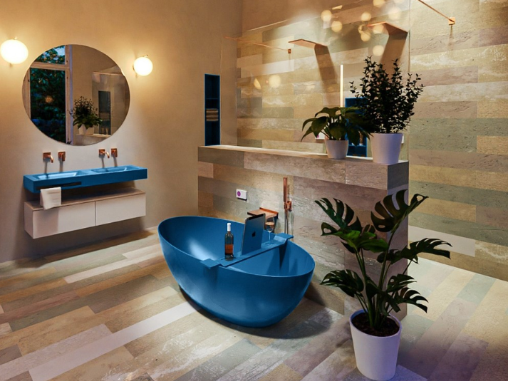 MONDIAZ FLOAT - Vrijstaand Bad 170x80cm - Jeans / Jeans (Blauw)