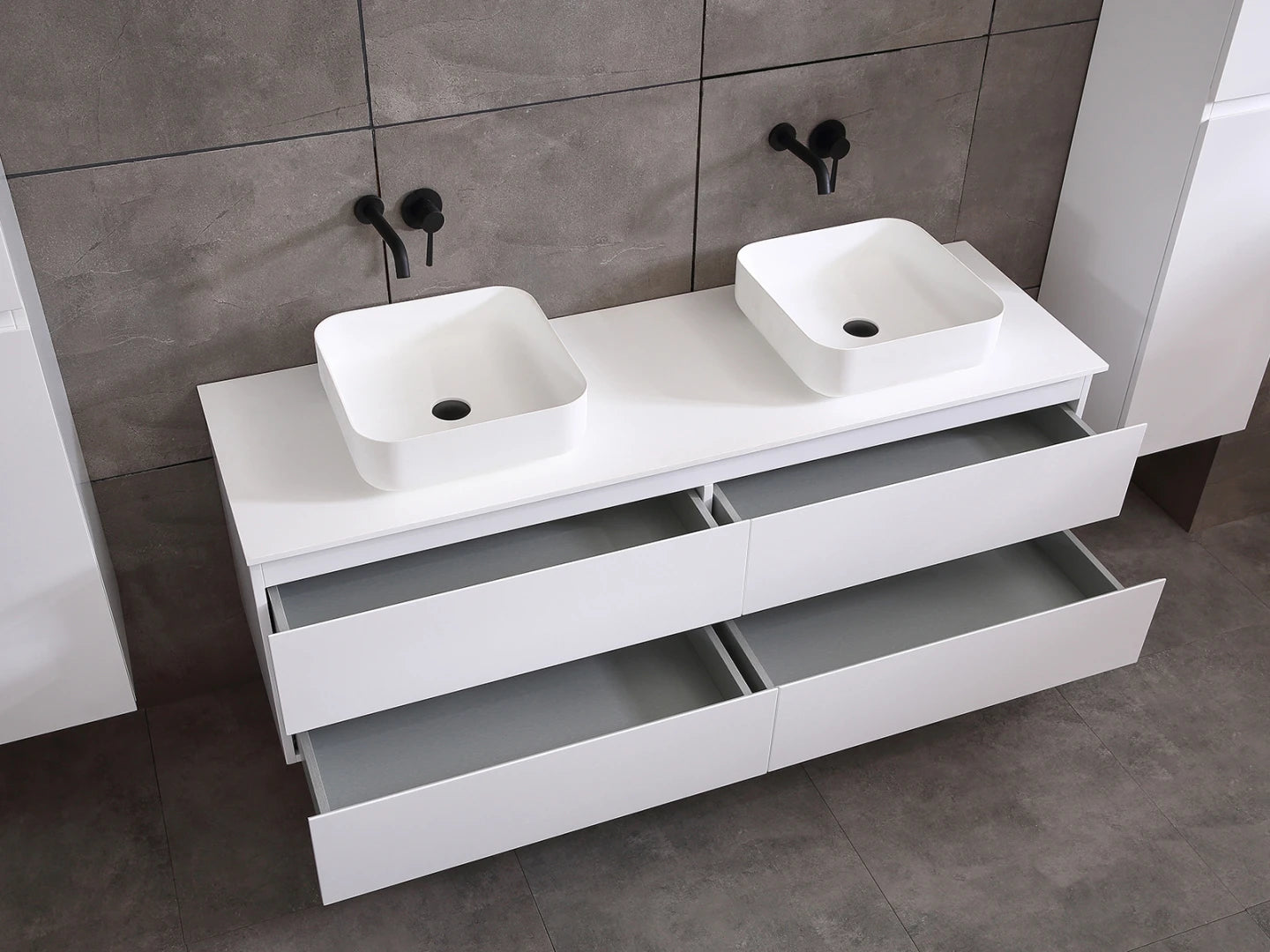 Badmeubel onderkast - Brandon Mat wit - 49x159x50cm