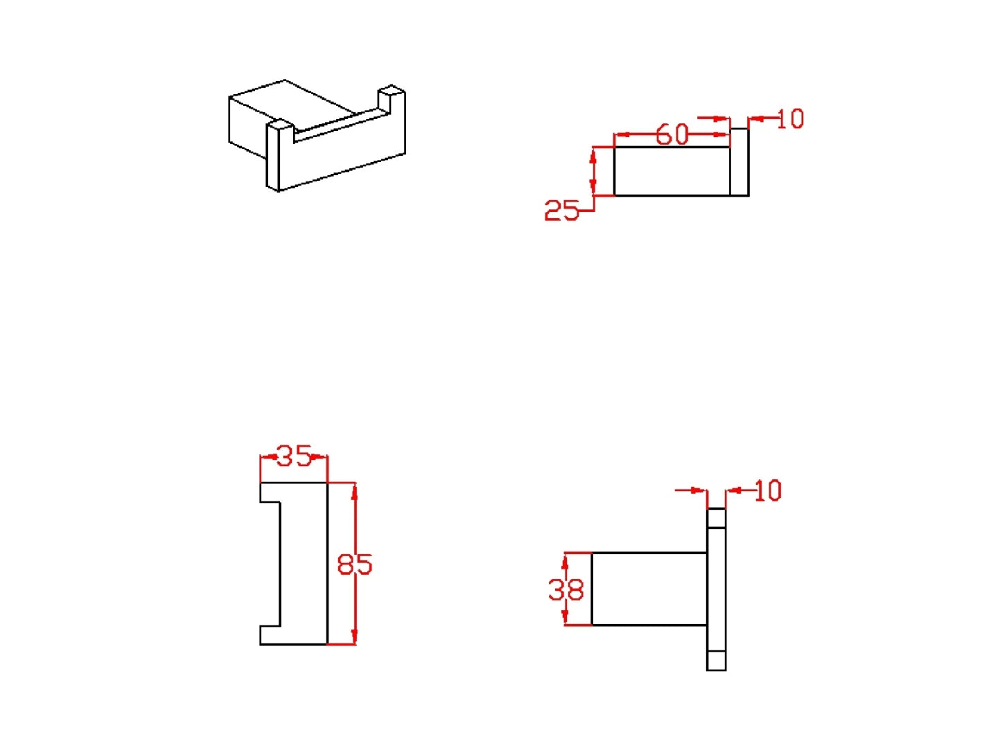 Dubbele handdoekhaak Mat zwart