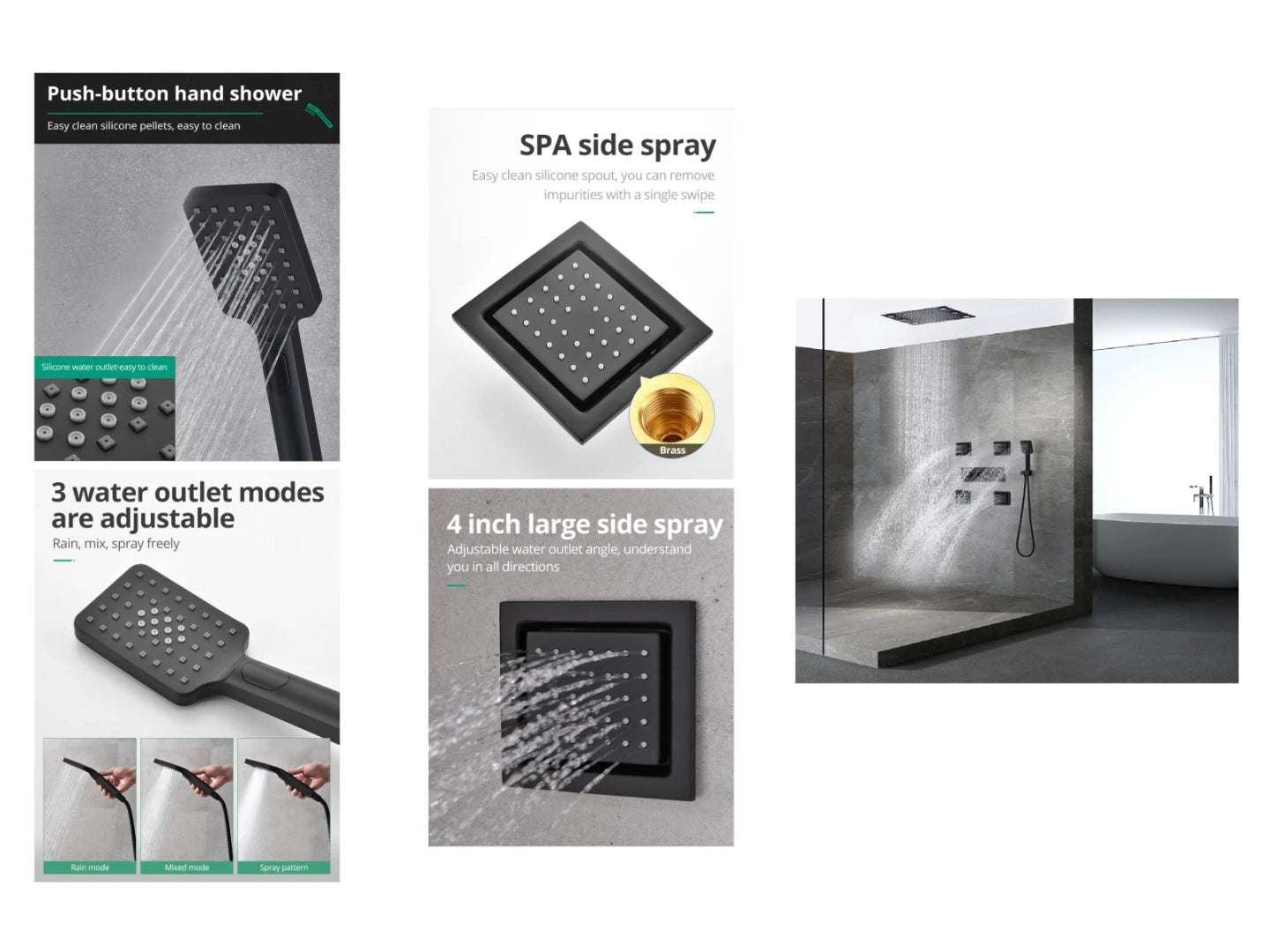 Thermostatische Inbouw regendoucheset - Boxer Mat zwart