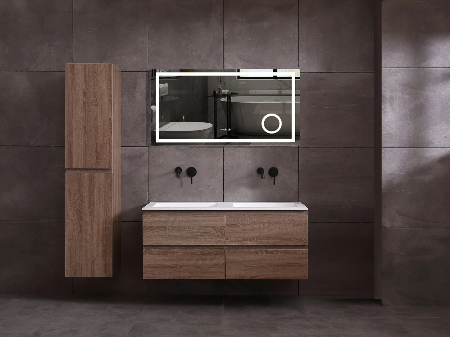 Badmeubel onderkast - Brandon Bruin eiken - 49x119x50cm