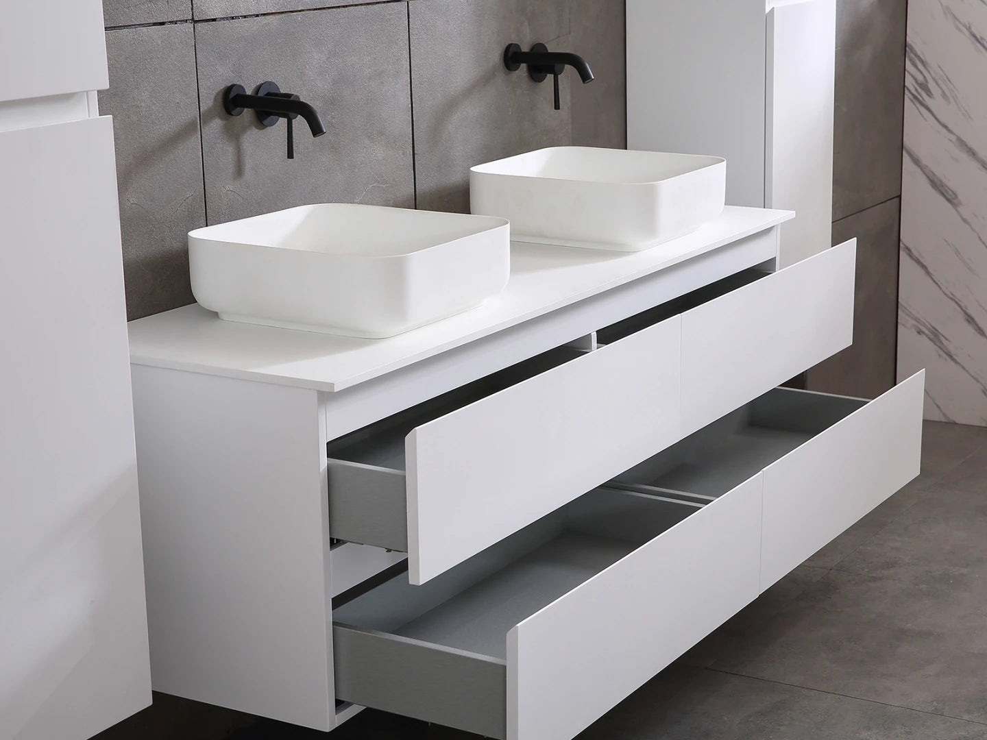 Badmeubel onderkast - Brandon Mat wit - 49x159x50cm