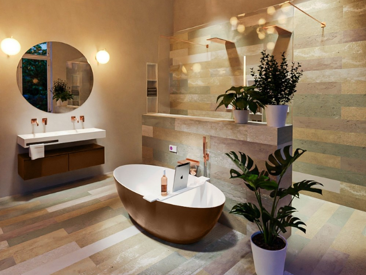 MONDIAZ FLOAT Vrijstaand Bad 170x80cm - Rust (Bruin) / Talc (Wit)