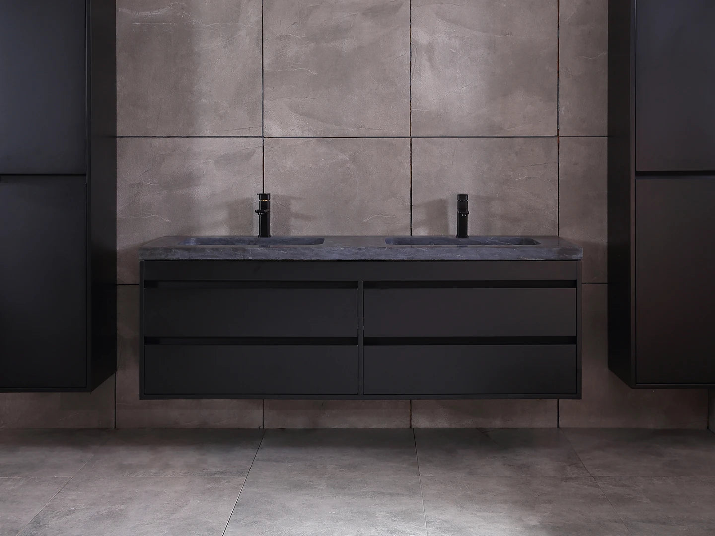 Badmeubel onderkast - Bradley Mat zwart - 49x159x50cm