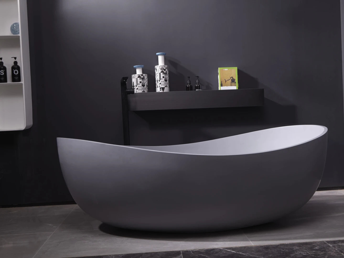 Vrijstaand bad - Solid surface - Ethan Mat grijs - 180x109x62cm