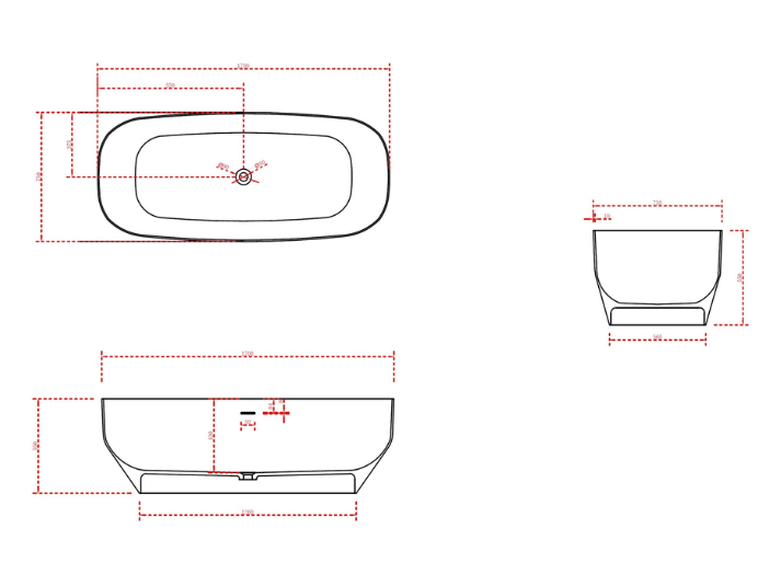 MONDIAZ - STONE Vrijstaand Bad - 170x75cm - Cale / Talc (Grijs / Wit)