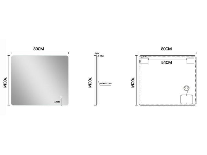 LED Badkamerspiegel Aspen - Spiegelverwarming - 80x70cm