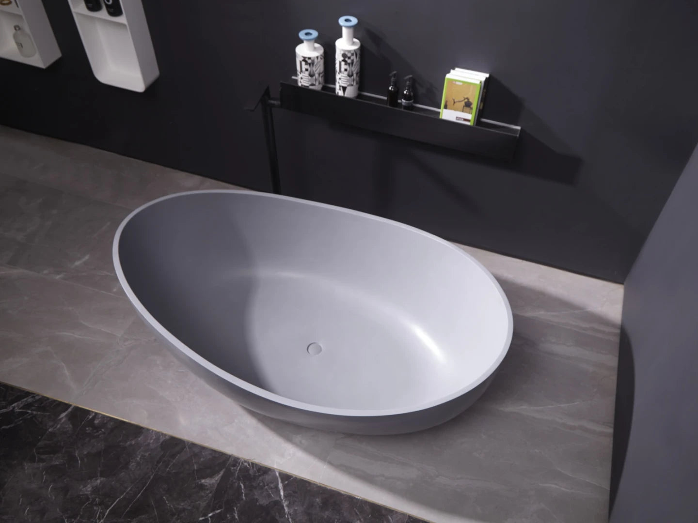 Vrijstaand bad - Solid surface - Ethan Mat grijs - 180x109x62cm