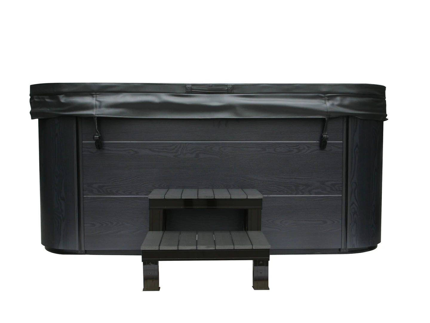 6 persoons buitenspa - Venezia Zwart met grijze ombouw - 215x215x88cm