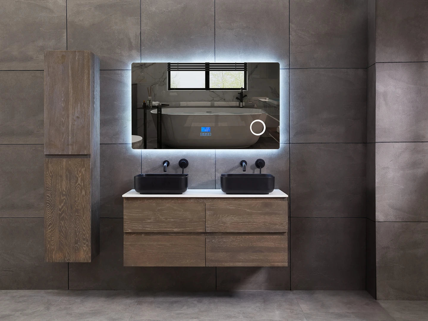 Badmeubel onderkast - Brandon Eiken grey smoked - 49x119x50cm