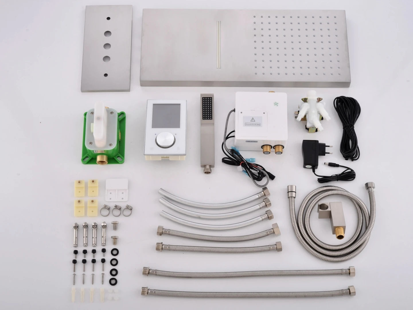 Digitaal thermostatisch inbouw regendoucheset - Bongo Geborsteld RVS
