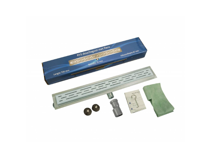 Luxora® Douchegoot RVS met Flens - 70 cm