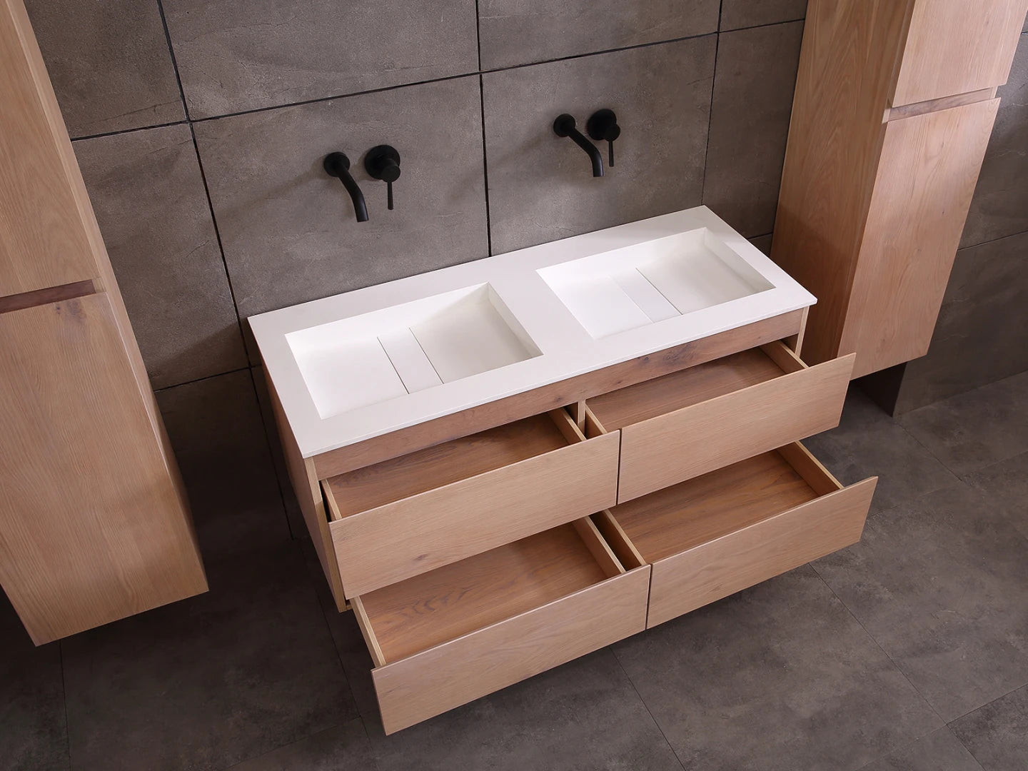 Badmeubel onderkast - Brandon Eiken white wash - 49x119x50cm