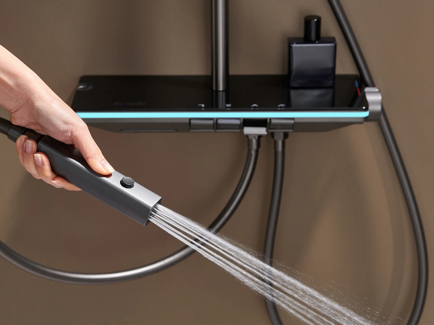 Opbouw regendoucheset - Digitaal display - Julian Gunmetal grey