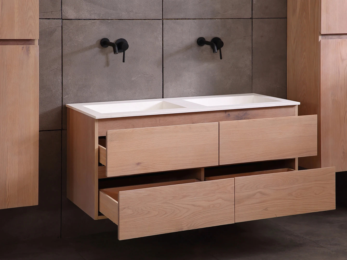 Badmeubel onderkast - Brandon Eiken white wash - 49x119x50cm