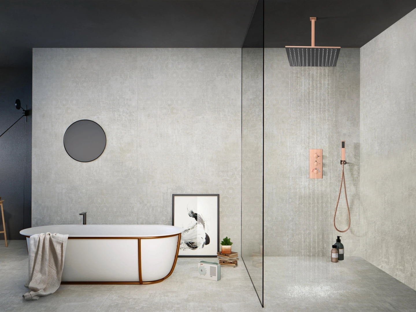 Thermostatische inbouw regendoucheset - Hake Rose goud