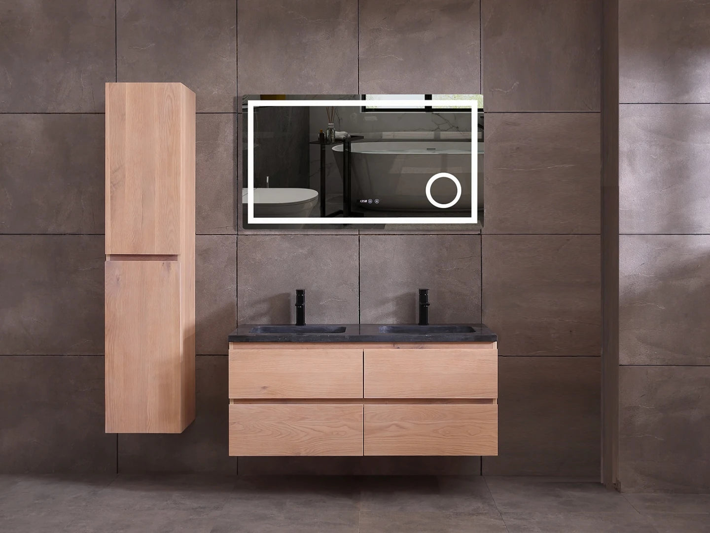 Badmeubel onderkast - Brandon Eiken white wash - 49x119x50cm
