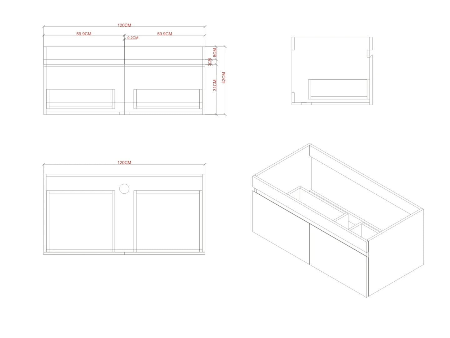 Badkamermeubelset (120cm) - Greg Mat zwart - 50x120x43cm